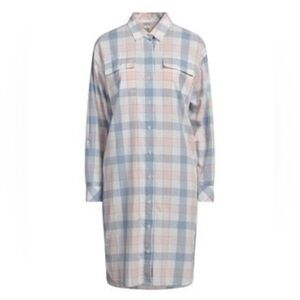 Barbour Summer Millcross Dress Cotton Linen Plaid Midi Size 6
